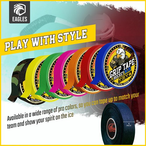 EAGLES Hockey Tape Multipurpose Cloth Tape Roll for Lacrosse Baseball & Softball Bats, Rackets, Pullup Bars, Gardening Tools, Sports Gift Perfect for Wrist, Ankle, Foot, Knee and Hand Taping (Black)