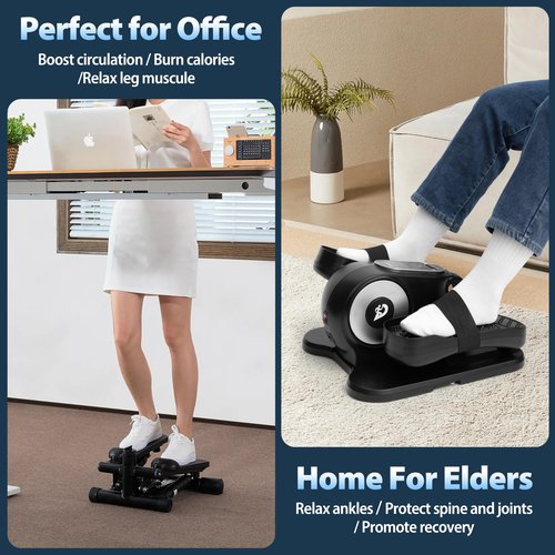 Under Desk Elliptical Machine, Ellipse Leg Exerciser As Seen On TV with Remote, 12 Speed Levels for Whole Family, Forward & Reverse Direction, Auto & Manual Mode, Quiet Portable Machine, Home & Office