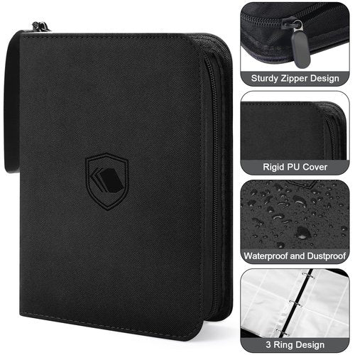 440 Pockets Trading Card Binder, PU Cover Zipper Card Collection Album, Sturdy Card Folder Holder for MTG, TCG, Game Cards, Sports Cards