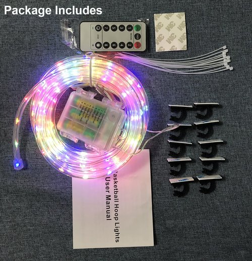 SCOTEEP LED Basketball Hoop Lights, 18ft LED Basketball Rim Light for Basketball Lovers Waterproof 8 Modes Multicolor for Playing at Night Outdoors