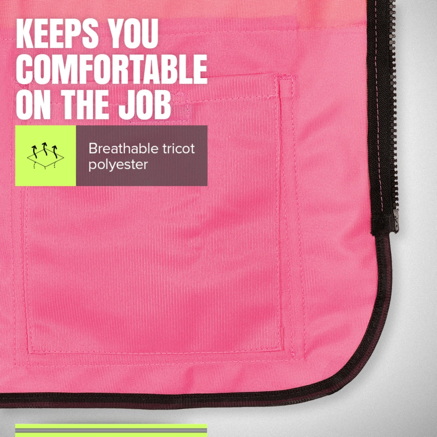 Pioneer Safety Vest for Women With Pockets - Hi-Vis Class 1, Reflective Tape - For Construction - Pink