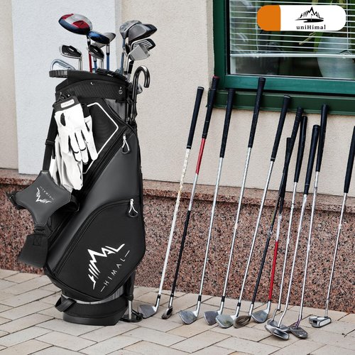 UNIHIMAL 14 Way Dividers Golf Stand Bag Lightweight, Golf Bag for Men Women with Multiple Pockets, Dual Strap and Rain Cover Hood (Black)