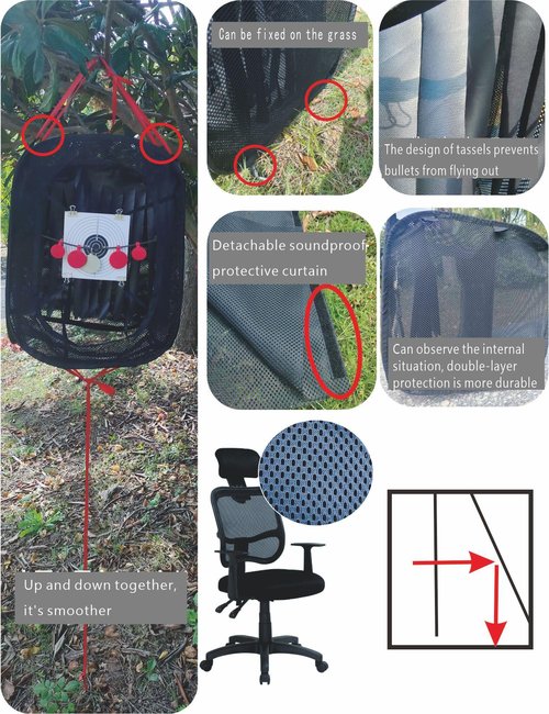 Portable Airsoft Target Tent-Black-Non Lethal with BB Trap Recycle The Ammo Indoor Outdo (40 * 40 * 45)
