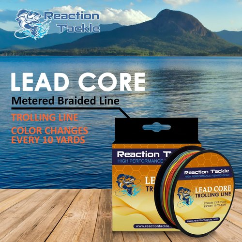Reaction Tackle Lead Core, Metered Trolling Braided Line Multi-Color - 12LB / 100yds