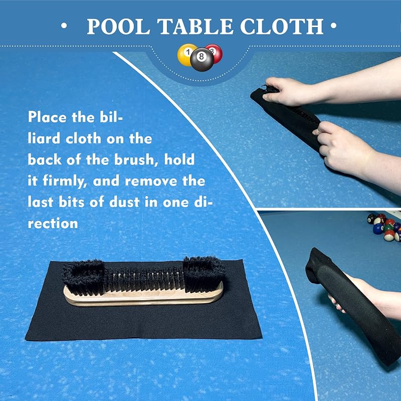 LAKINGO 12 Kit Pool Table Brush Set with 2 Wooden Brushes, Cloths, Lint Roller & Storage Bag – Natural+12