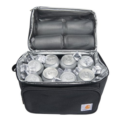 Carhartt Insulated 12 Can Two Compartment Lunch Cooler Bag - Rain Defender DWR Coating - Synthetic Lining Black 1 One Size One Size