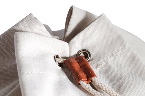 Handy Laundry Canvas Duffel Bag - Drawstring, Leather Closure, Shoulder Strap