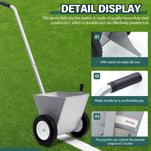 PullCrease 25 Pound Capacity Baseball Field Dry Line Chalker, Wheeled Heavy Duty Steel Athletic Striping Marker Dry Line Painter, Standard Striping Machine, 2" Lines Chalker Machine Without Cover