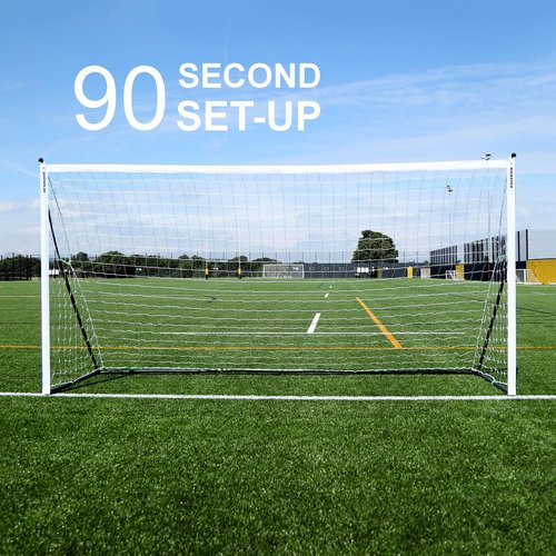 QUICKPLAY Kickster Elite Soccer Goal 12x6' | Ultra Portable Indoor & Outdoor Football Goal Features Weighted Base [Single Goal]