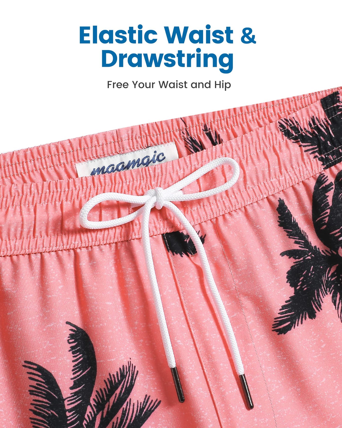 maamgic Swim Trunks Men 2 in 1 Mens Bathing Suit 7 Inch Quick Dry Mens Swimming Trunks with Zipper Pockets