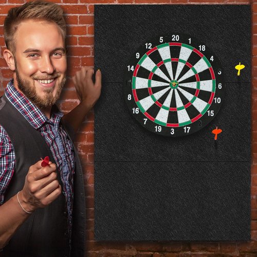 Hahafelt Dart Board Wall Protectors Dart Board Backing Felt Wall Tiles Cork Dartboard Backer Alternative Extended Length,Splicable Dartboard Backboard Surround(23.6" H X 23.6" W X 0.35")
