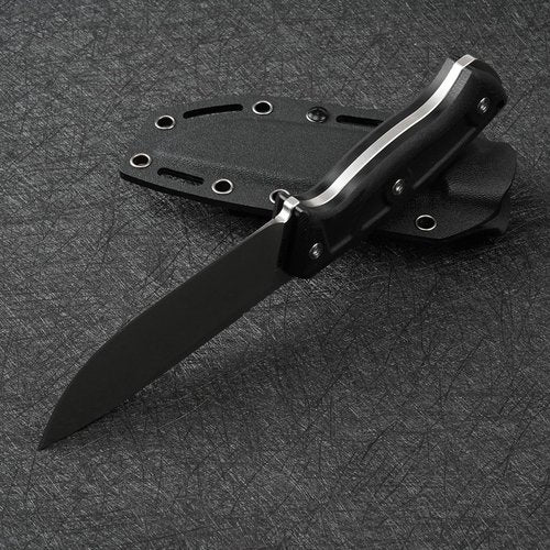 SDOKEDC Knives 14C28N Steel Tactical Fixed Blade Knife with kydex sheath G10 Handle for Men EDC Outdoor Camping Survival Hunting (White stone wash+black G10)