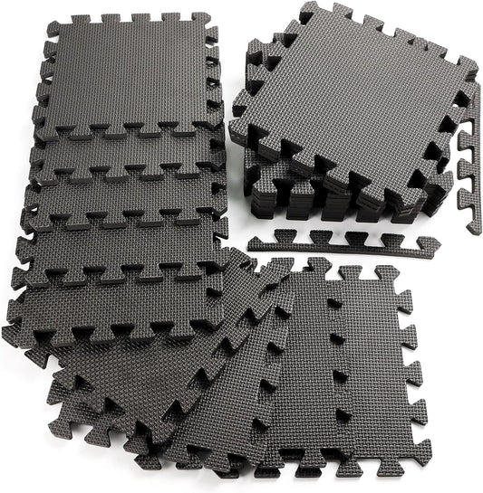 20 Sq Ft Gym Floor Mats (20 Tiles) – High-Density EVA Interlocking Foam Floor Tiles – Puzzle Exercise Mat for Home Gym, Workout Equipment, Weightlifting, Kids Play Area