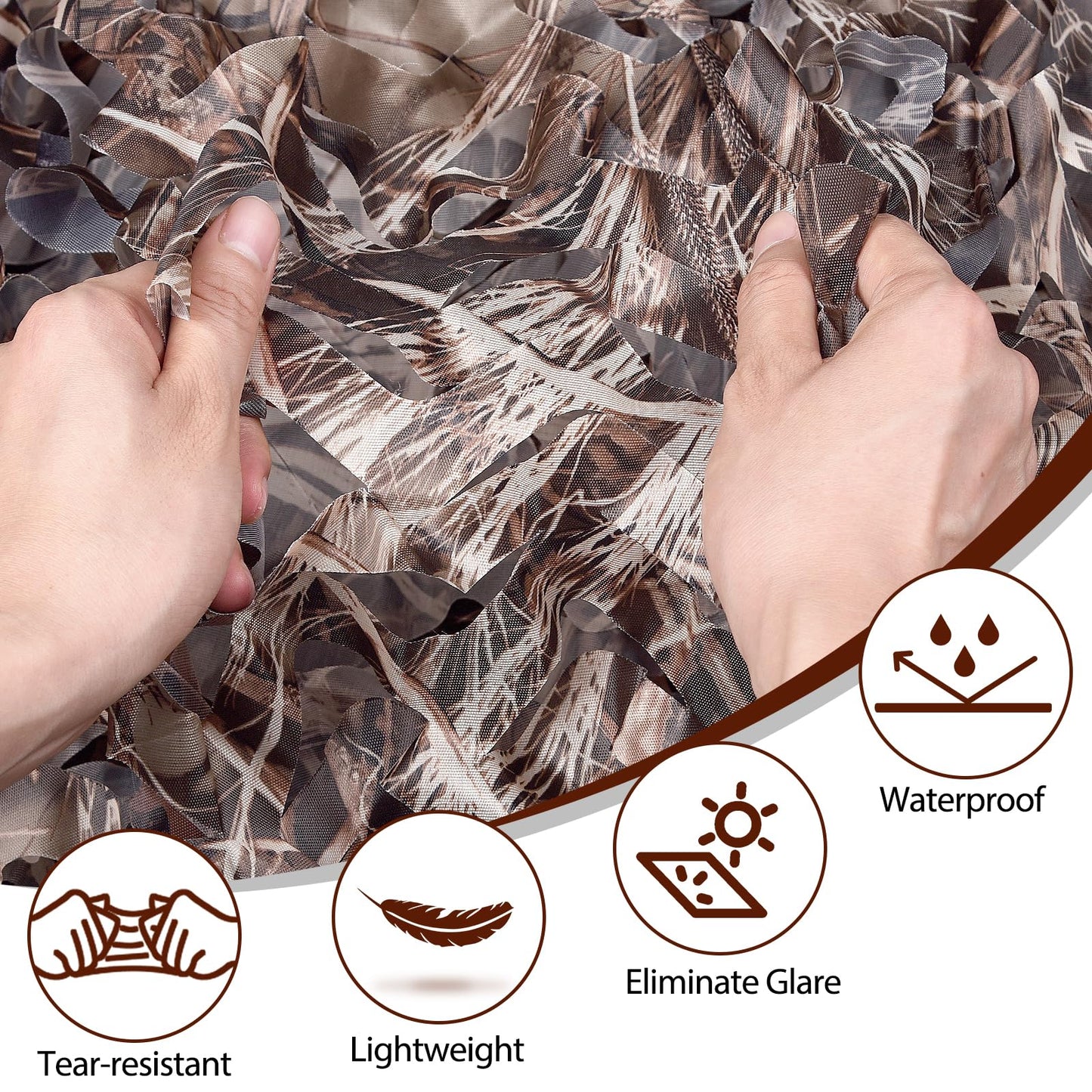Yeacool Camo Netting for Hunting Backdrop Camouflage Netting Outdoor Shade Camo Tarp for Party Decor Birthday Farm Decoration Sunshade Bird Watching (Dry Grass, 32.8ftx4.9ft, 10m*1.5m)