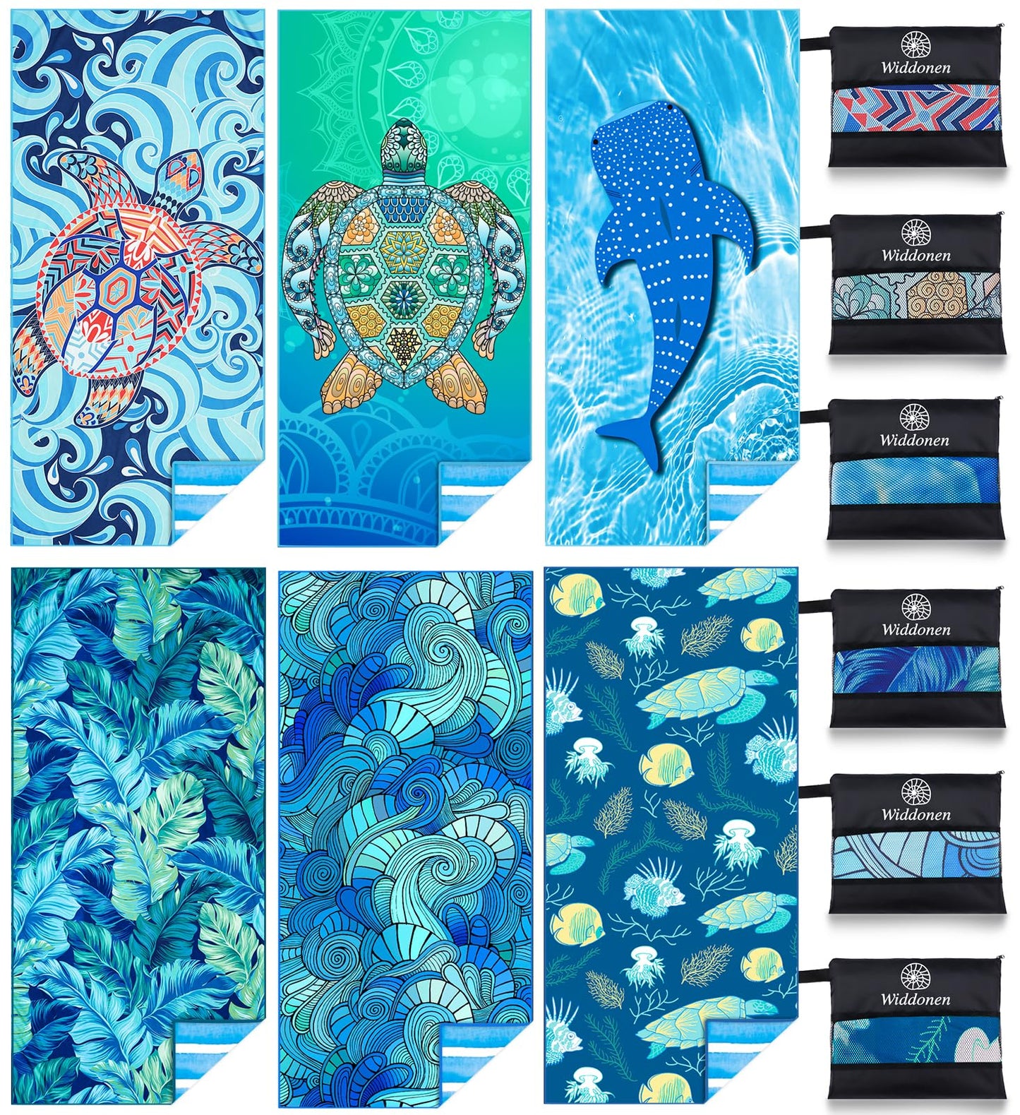 Widdonen Microfiber Lightweight Thin Beach Towel Sand Free Quick Dry Absorbent Compact Towels for Swimming Pool Camping Beach Accessories Large Easy Pack Travel Things for Vacation Essentials Gift