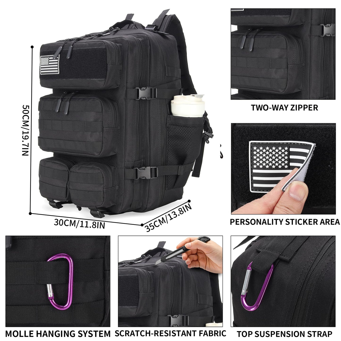 MoonWang 55L Tactical Backpack Heavy Duty Military Rucksack Molle Backpack 3 Day Assault Pack for Work Outdoors