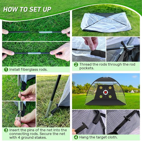 Zensouds Golf Net, 10x7FT with Golf Practice Mat, Hitting Aid Nets for Backyard Driving Chipping Training Swing with Target Outdoor or Indoor– Gifts for Men/Dad/Him