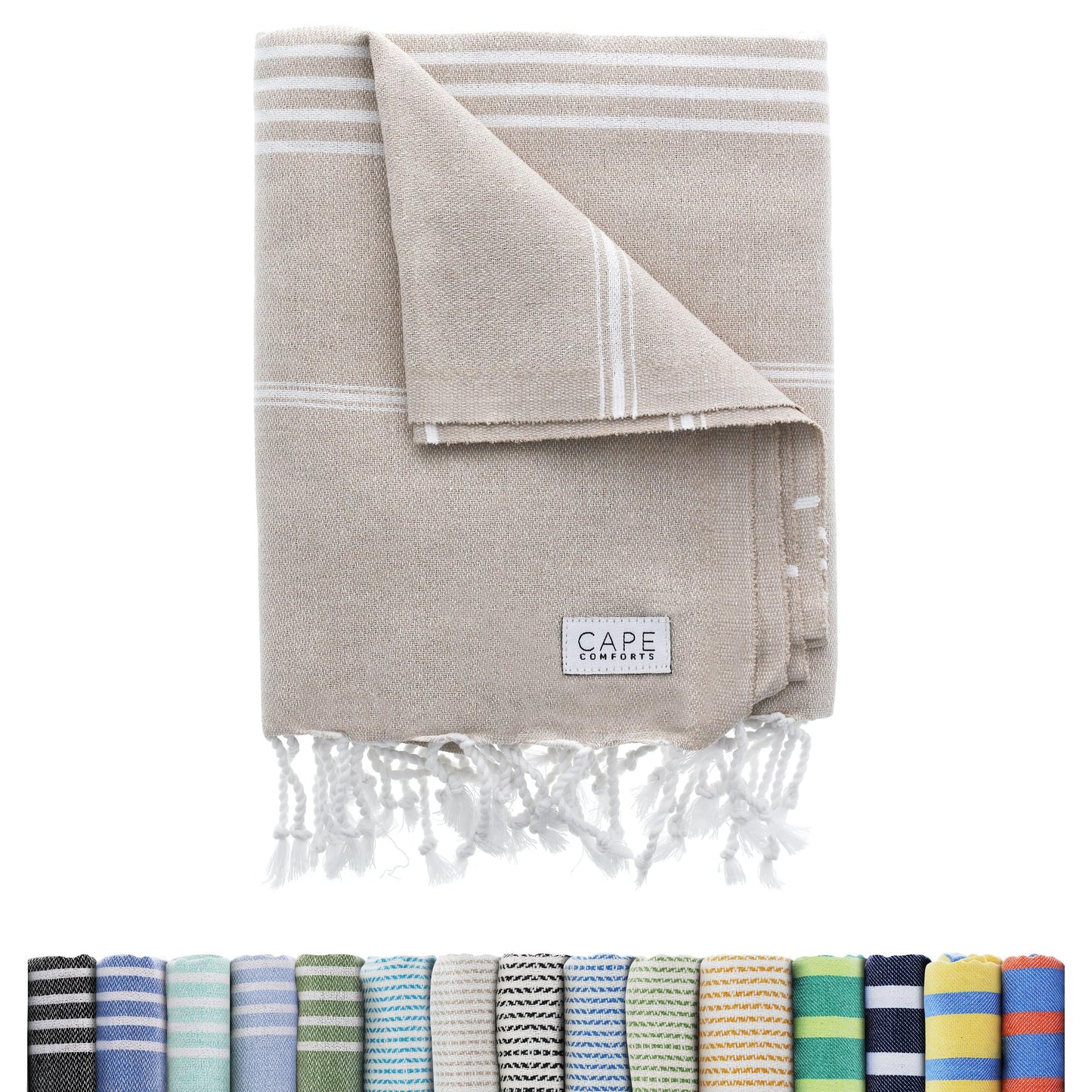 Cape Comforts Large Turkish Beach Towel, Striped Kelly Green & Pistachio - 37'' x 67'' - Super Soft & Lightweight - Quick Dry Sand Free Travel Towels for Beach or Bath - Gifts