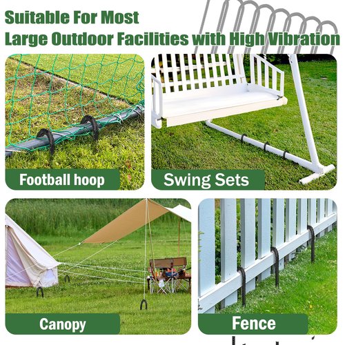 GESTONE Trampoline Ground Wind Stakes Anchors High Wind Heavy Duty, 8 Pack 12 Inch U-Shaped Rebar Tent Stakes for Camping Tents, Soccer Goals,Fences, Swing, Landscape,Garden Decoration