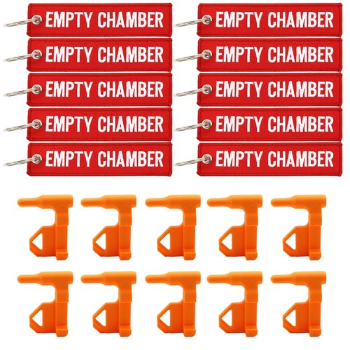 Ficero Chamber Safety Flag for Rifle Handguns Shotgun Pistol, 10 Chamber Safety Flags with 10 Bright Red Tags, Universal Compatibility