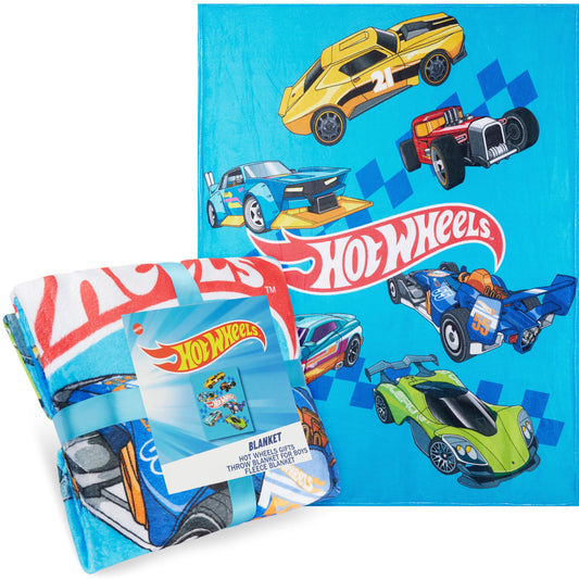 Get Trend Hot Wheels Fleece Throw Blanket, Soft Cozy 59 x 51 Inch, Lightweight, Fluffy Bedding Couch Bed Sofa Decor, Gifts for Kids (Multi Hot Wheels)