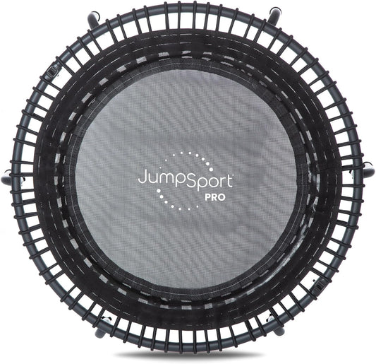JumpSport Indoor Heavy Duty Lightweight 44 Inch Folding Fitness Trampoline with Arched Legs and 7 Adjustable Tension