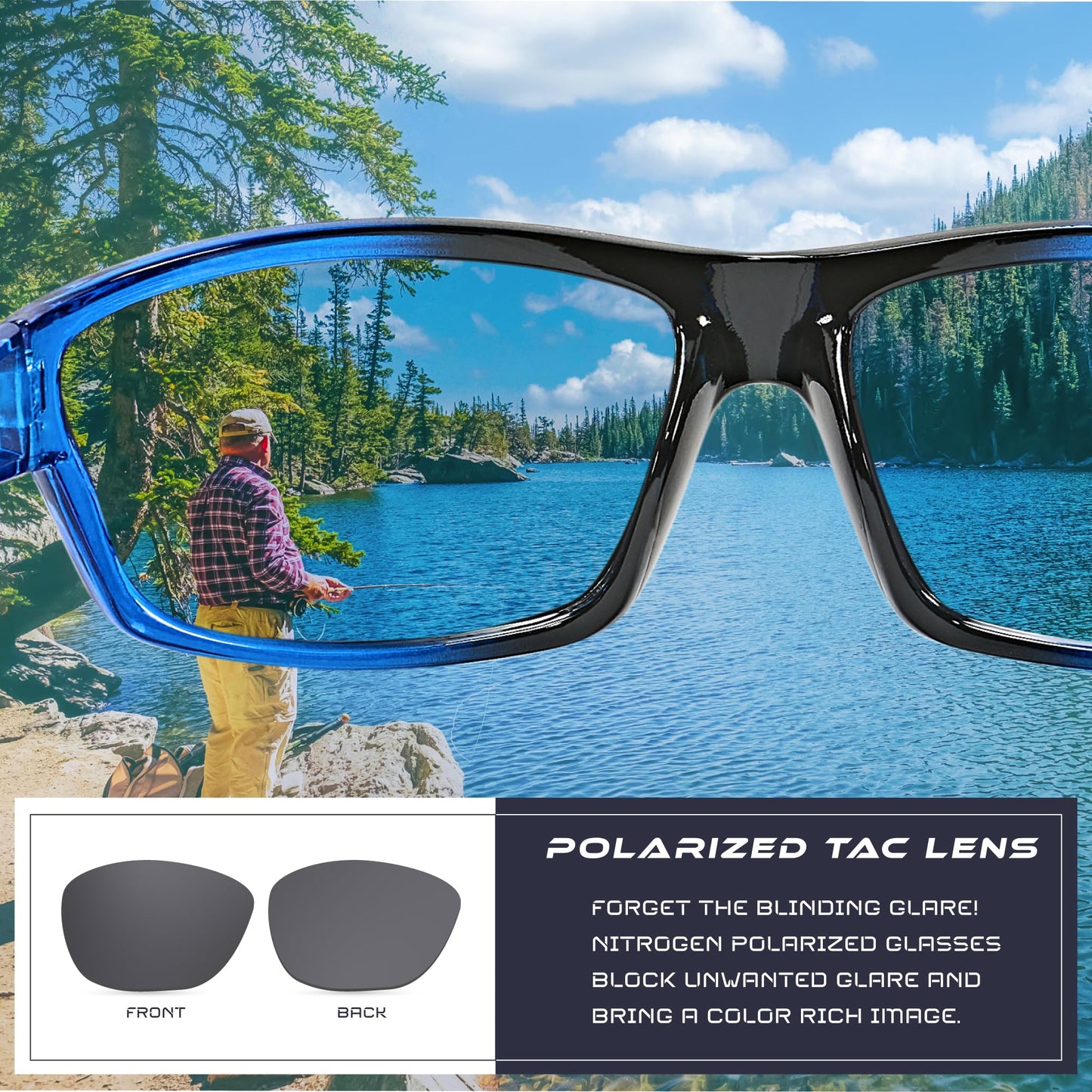 Nitrogen Polarized Wrap Around Sport Sunglasses for Men Women UV400 Driving Fishing Running Sun Glasses