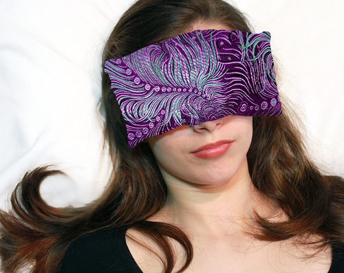 Candi Andi Handmade Luxe Serenity Eye Pillow - All-Natural Flaxseed & Lavender Scented – Weighted Eye Mask for Yoga, Meditation, Hot & Cold Therapy - Violet Peacock - TEP-VP