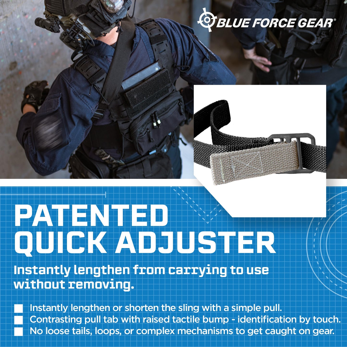 Blue Force Gear Vickers Padded Sling - 2-Point Tactical Rifle Sling - Nylon Hardware - Black