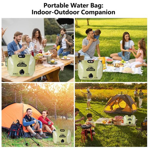 MRBULLOCK Collapsible 8L Water Storage Bag, BPA-Free Portable Folding Water Jug with Adjustable Faucet, Leakproof Emergency Water Bag for Camping, Hiking, Riding, Outdoor Sport (GREEN, 1)