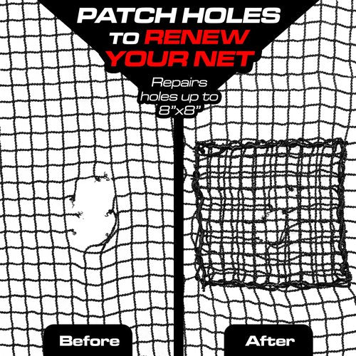 GoSports 3 Pack Universal Sports Net Repair Kits for Golf, Baseball, Soccer, and More - 8 x 8 Inch Sports Netting Patch Kits