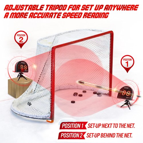 Hockey Radar Gifts Training Aids - Speed Sensor, Hands-Free Radar Guns | Ice, Field, Street & Roller Hockey, High-Tech Gadget & Gear, Black