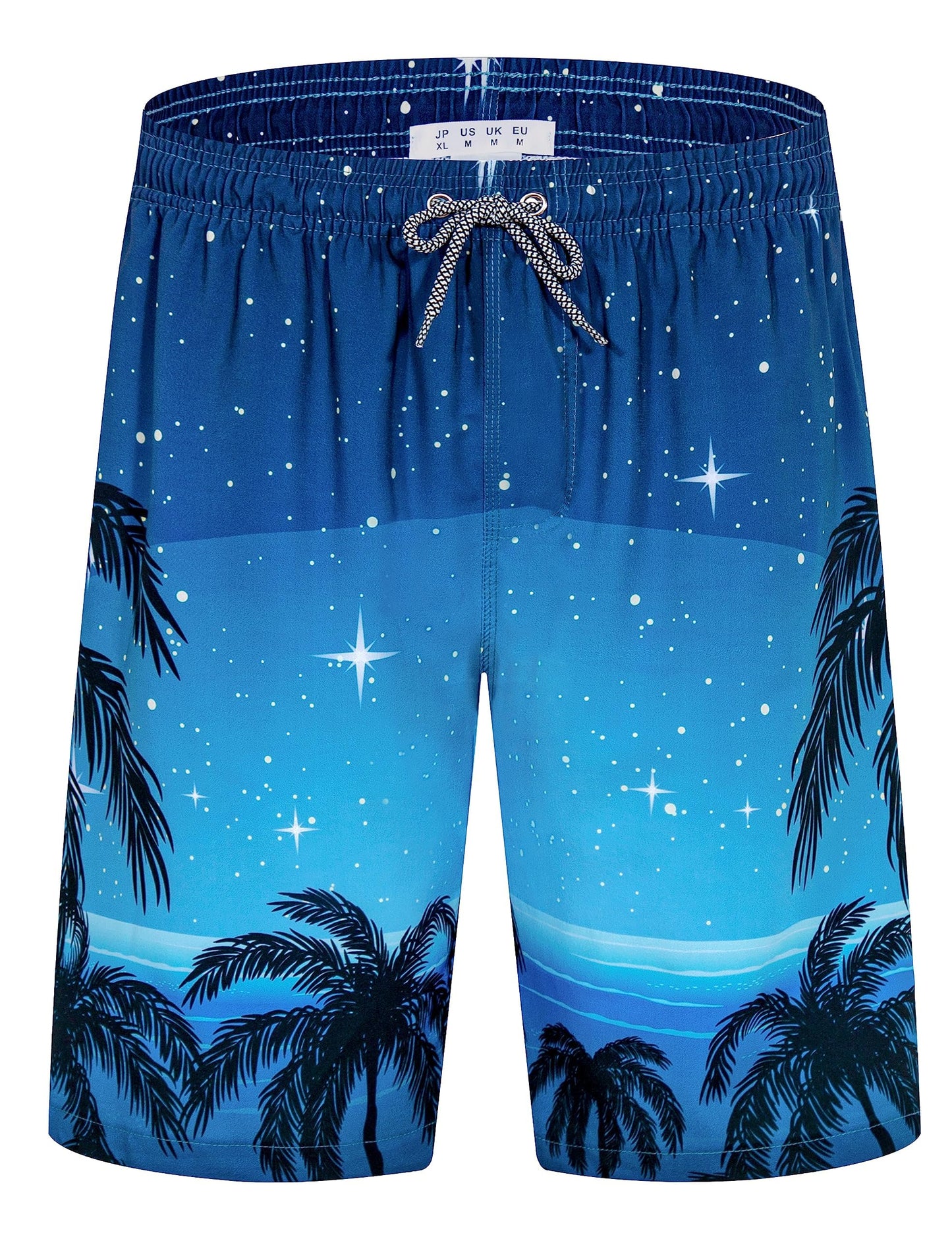 ELETOP Men's Swim Trunks Quick Dry Bathing Suit Swimming Board Shorts Mesh Lining Beach Swimwear Starry Sky Blue 4XL