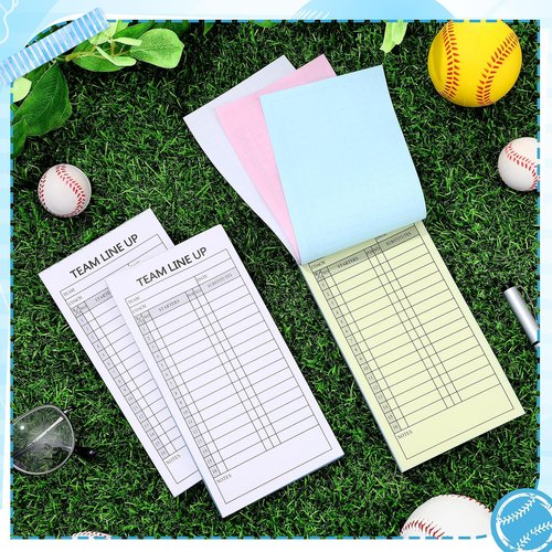 Clabby 240 Sets 8 Packs Baseball/Softball Lineup Cards Coaching 4 Part Carbonless Copies, 30 Games 16 Player Roster Line up Sheet Scorebook for Gameday Essential Sport Team Coach Umpire, 3.86 x 7.87