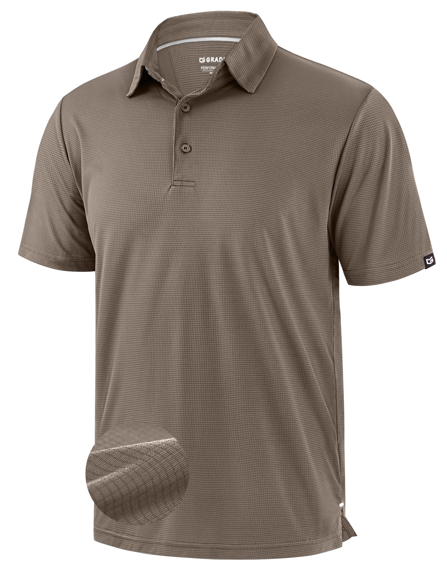 G Gradual Mens Golf Shirt Short Sleeve Dry Fit Moisture Wicking Lightweight Performance Athletic Grid Summer Collared Polo Shirts for Men(Brown,Large)