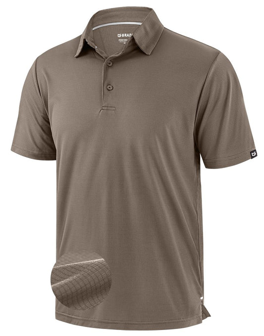 G Gradual Mens Golf Shirt Short Sleeve Dry Fit Moisture Wicking Lightweight Performance Athletic Grid Summer Collared Polo Shirts for Men(Brown,Large)