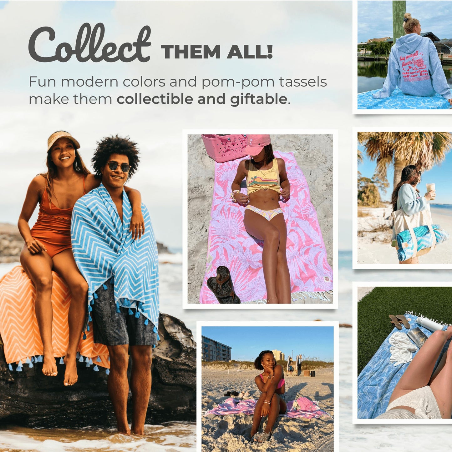 Nova Blue Turkish Beach Towel (37 x 71) - Pink Striped 100% Turkish Cotton - XL, Sand Resistant – Beach Blanket, Compact