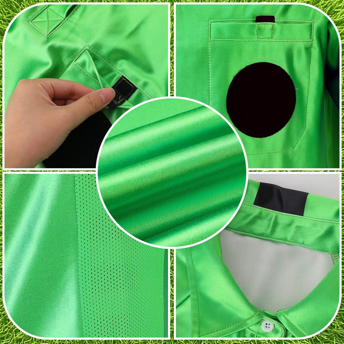 ZhouBoat Soccer Referee Kit, 6 Pcs Soccer Referee Shirt Jersey Umpire Uniform Football Linesman Flags Whistle Soccer Socks Referee Notebook Soccer Referee Costume for Adult Teenager, Green Small