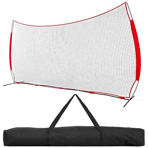 OneBlis 12'x9' Barricade Backstop Net Heavy-Duty Sports Barrier Net for Baseball, Soccer, Volleyball & Backyard Training, Portable Collapsible Design, Quick Setup with Ground Stakes