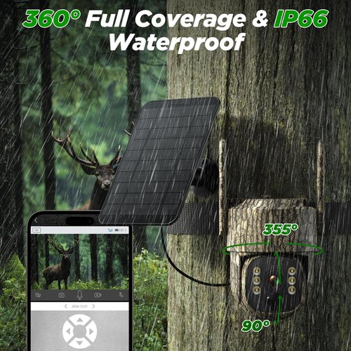VOOPEAK Cellular Trail Camera- 4G LTE with Unlimited Data, 360° View HD Live Streaming Solar Panel Night Vision Motion Detection Two-Way Audio Game Camera for Hunting & Outdoor Security