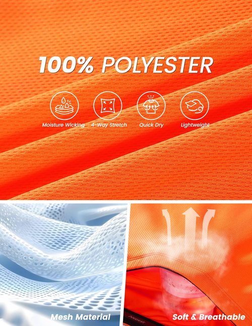 Nepest Men's Cycling Jersey Biking Bicycle Cycle Road Shirts with 4 Rear Pockets Moisture Wicking Riding Tops Clothing for Gravel Bike Neno Orange L