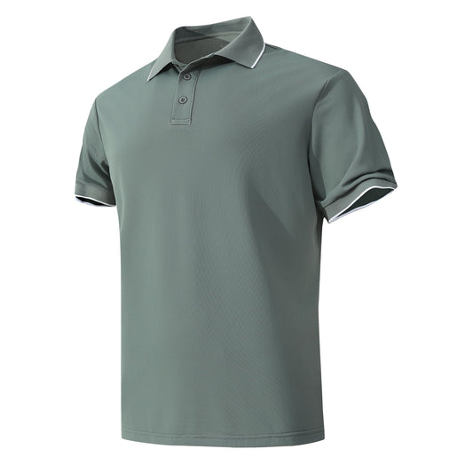 KAOKLRNI Men's Quick-Dry Active Polo Shirts for Golf & Tennis Short Sleeve Lightweight Tactical Shirt Army Green