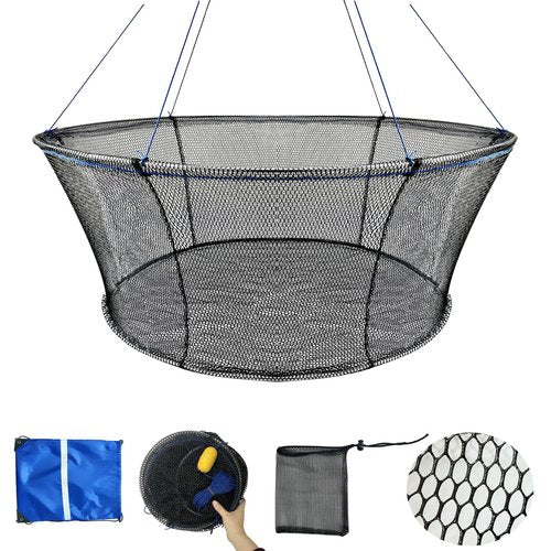 Floating Portable Fishing Nets, Bridge Fishing Pier Nets Landing Drop Net with Rope for Minnows Lobster Crawfish Shrimp (32 * 40Inch (100 * 80 CM))