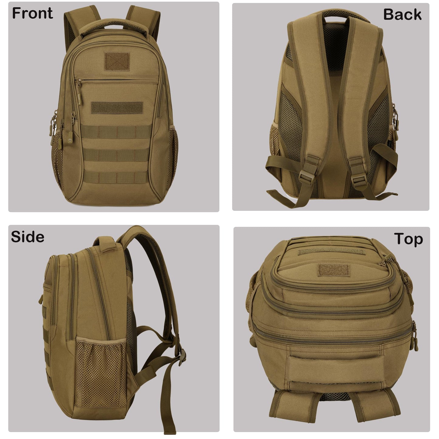 CREATOR Military Tactical Backpack for Men Mini Daypack Small Tactical Assault Bag for Hunting Camping Trekking (Black-15L)