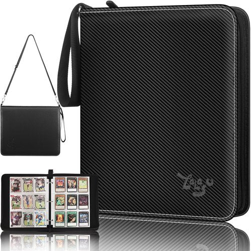Lalasu Card Binder 9 Pocket, 2024-2025 Trading Card Binder with Strap and Wristband, 990 Double Sided Pockets Sleeves PU Card Albums Fit for MTG, TCG, Sports Cards for Collectors Boys and Girls Gift