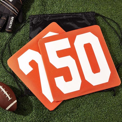 Jecery Set of 11 Football Yard Markers High Visibility Football Field Yard Line Markers Yardage Field Line Marking 12 Inch with Carrying Bag for Sporting Training(Orange White)