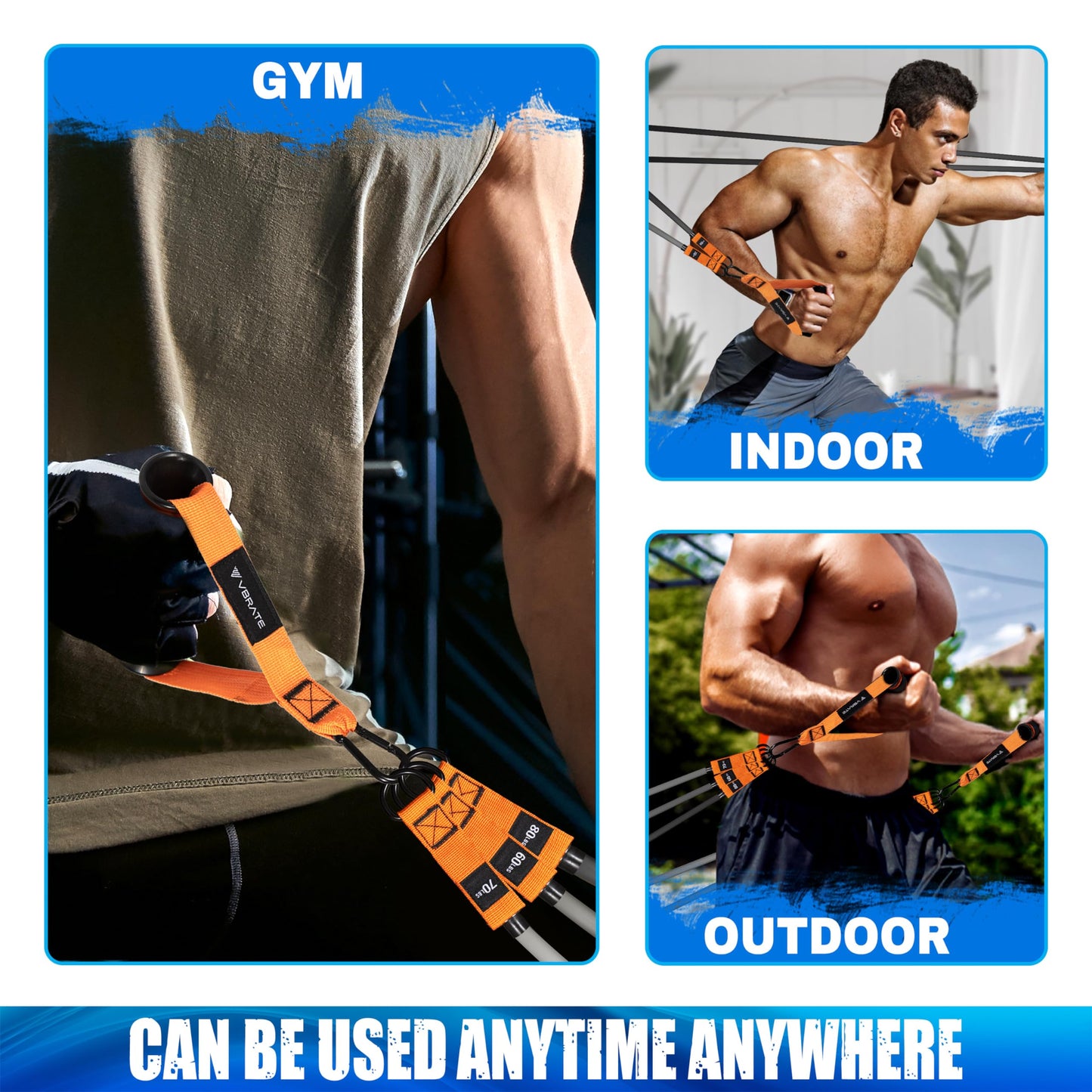 Resistance Bands Set - Heavy Exercise Bands with Handles, Door Anchor, Ankle Straps - Fitness Bands for Working Out Men - Workout Bands Set for Muscle Training
