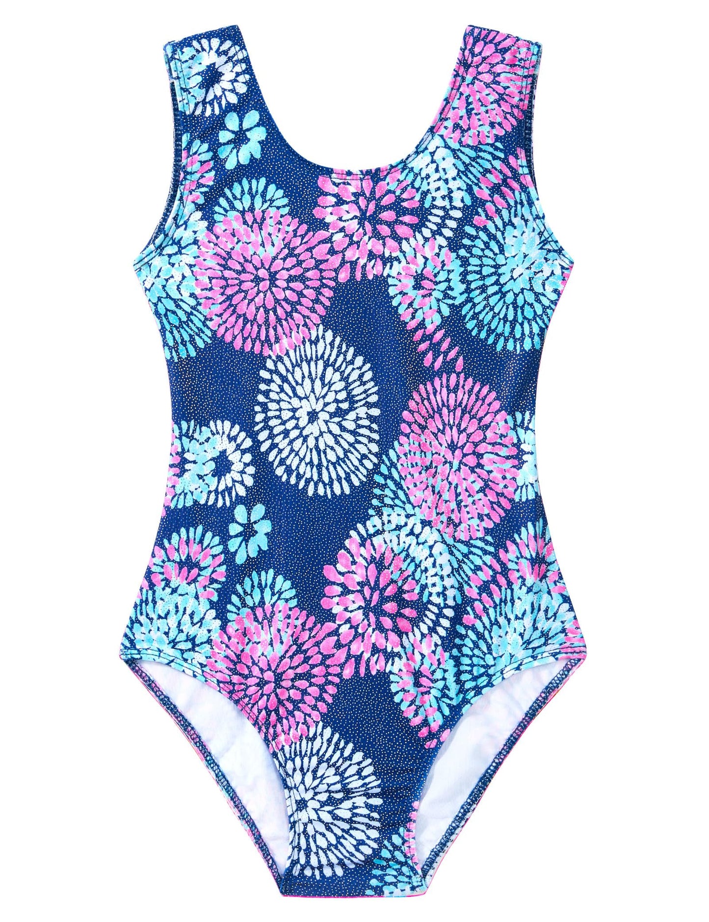 Domusgo Gymnastics Leotards for Girls 8-9 Years Old Blue Pink Sparkly One Piece Tumbling Outfits