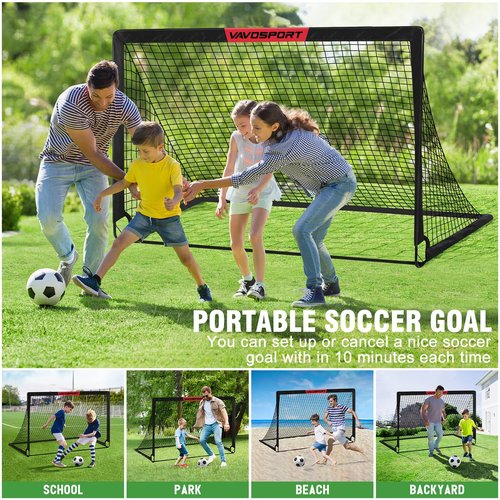 VAVOSPORT Kids Soccer Goals for Backyard Set - 2 of 6x4 ft Portable Soccer Goal Training Equipment, Practice Soccer Net with Soccer Ball, Cones, Soccer Set for Toddler Youth Sports Outdoor Games Play