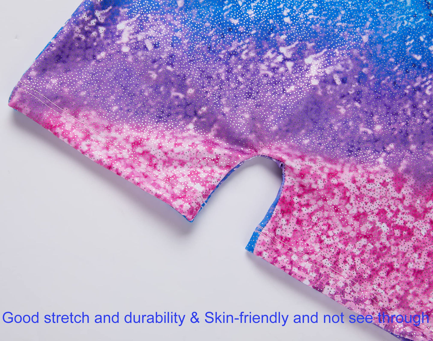 Domusgo Girls Gymnastics Leotards Size 5-6 Years Old Sparkly Gradient Stripe Unitards with Shorts
